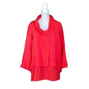 Fridaze 100% Lenin Layered Cowl Neck Pullover